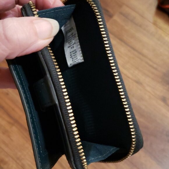 FOSSIL LEATHER MINI LAINIE MULTIFUNCTION WALLET ~ TEAL - Picture 7 of 11